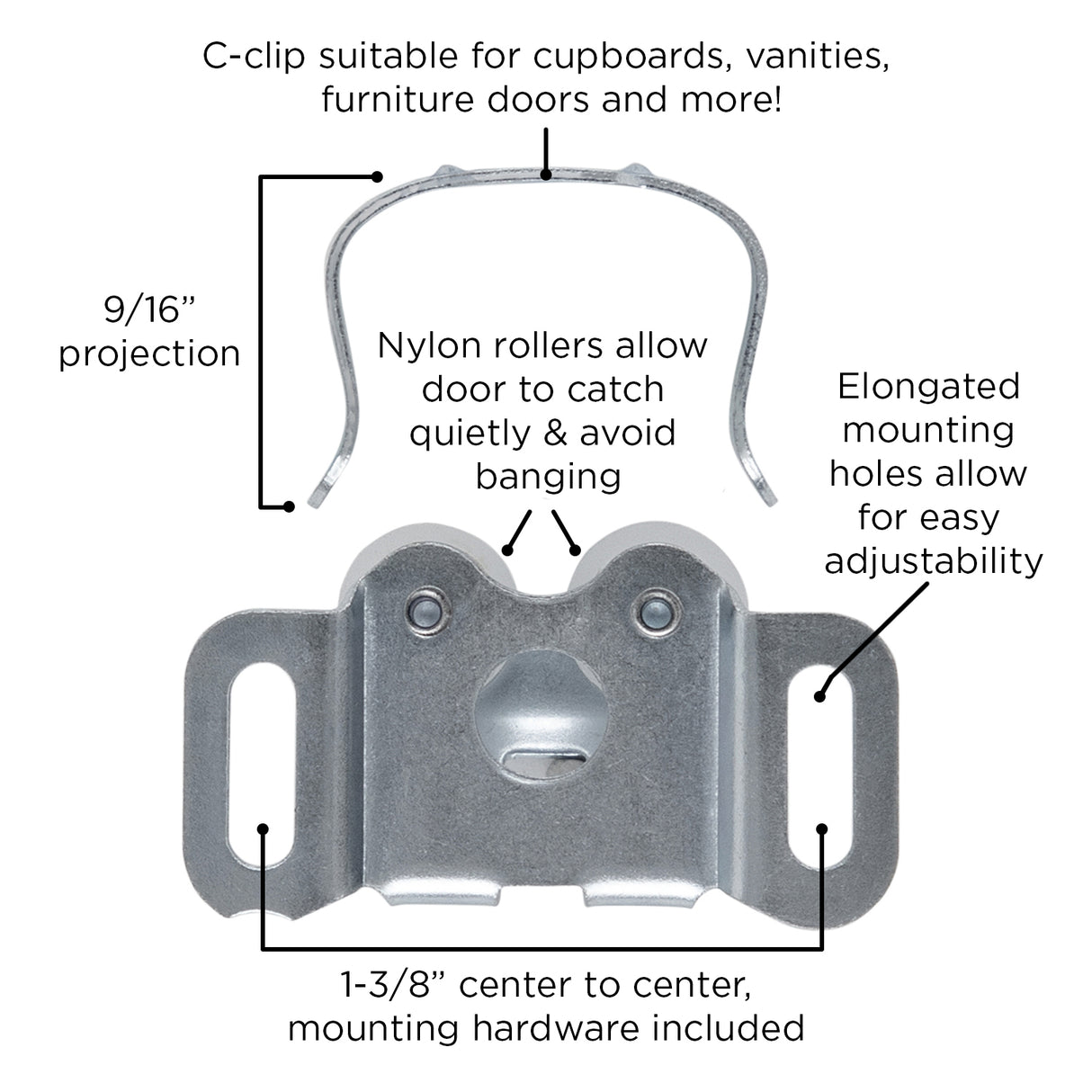 Magnetic Door Catch 1-3/8 Inch Center to Center Cadmium - Hickory Hardware