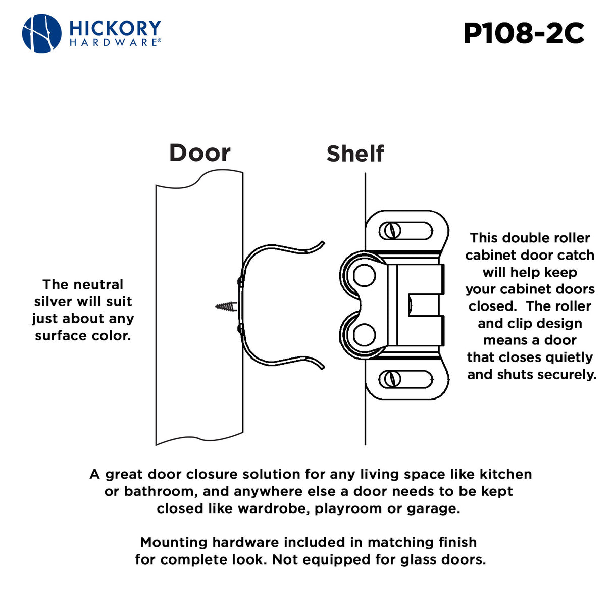 Magnetic Door Catch 1-3/8 Inch Center to Center Cadmium - Hickory Hardware