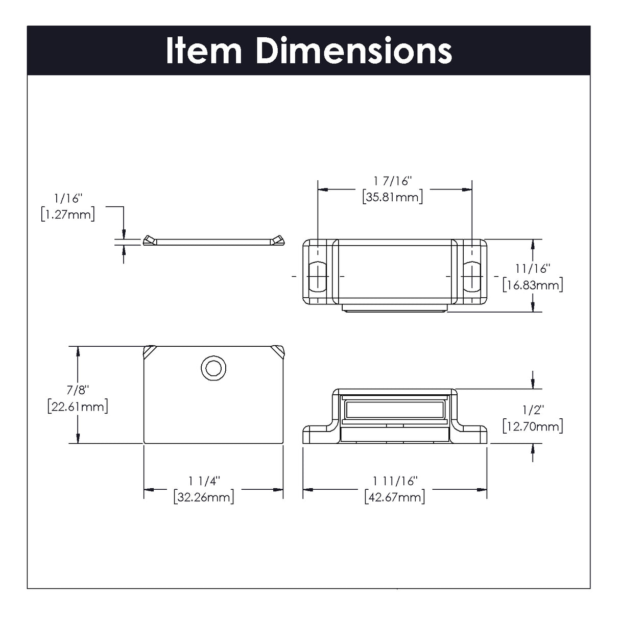 Magnetic Catch 1-7/16 Inch Center to Center - Hickory Hardware