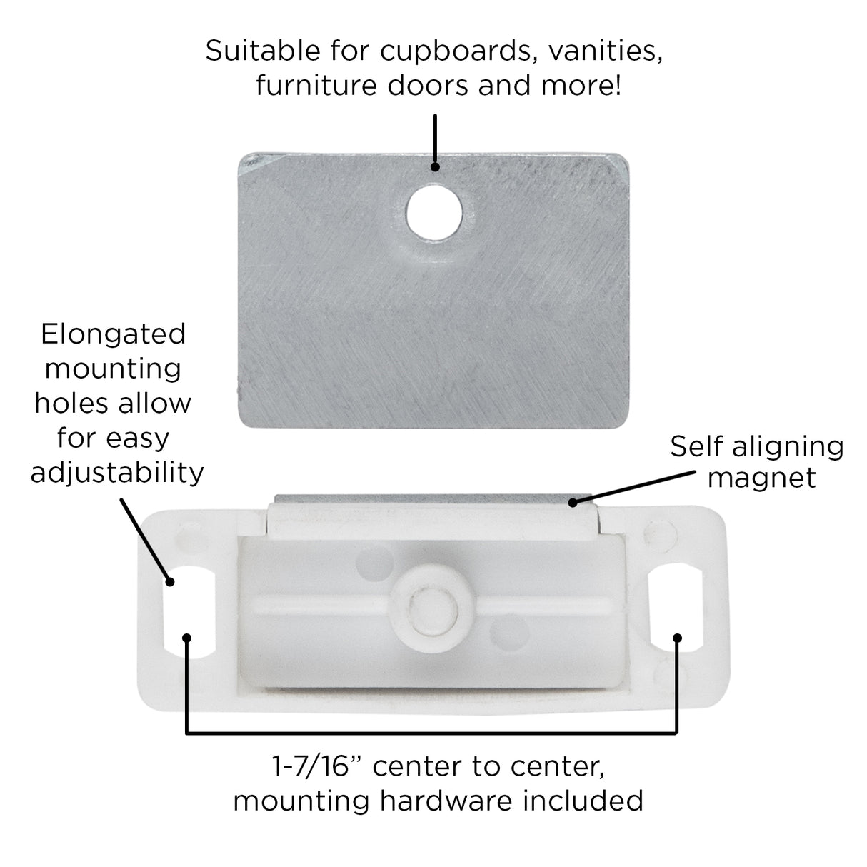 Magnetic Catch 1-7/16 Inch Center to Center - Hickory Hardware