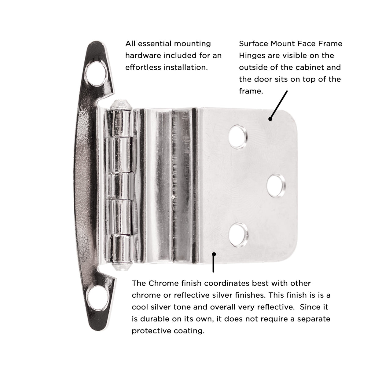 Hinge 3/8 Inch Inset Surface Face Frame Free Swinging (2 Hinges/Per Pack) - Hickory Hardware