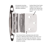 Hinge 3/8 Inch Inset Surface Face Frame Free Swinging (2 Hinges/Per Pack) - Hickory Hardware