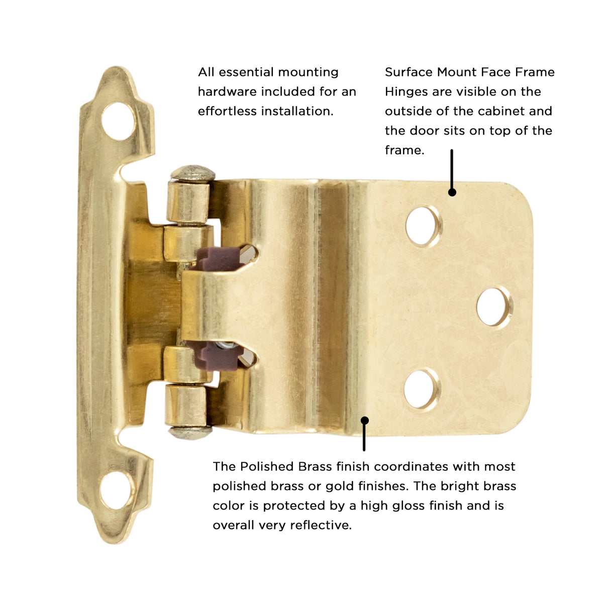 Hinge 3/8 Inch Inset Surface Face Frame Self-Close (2 Hinges/Per Pack) - Hickory Hardware