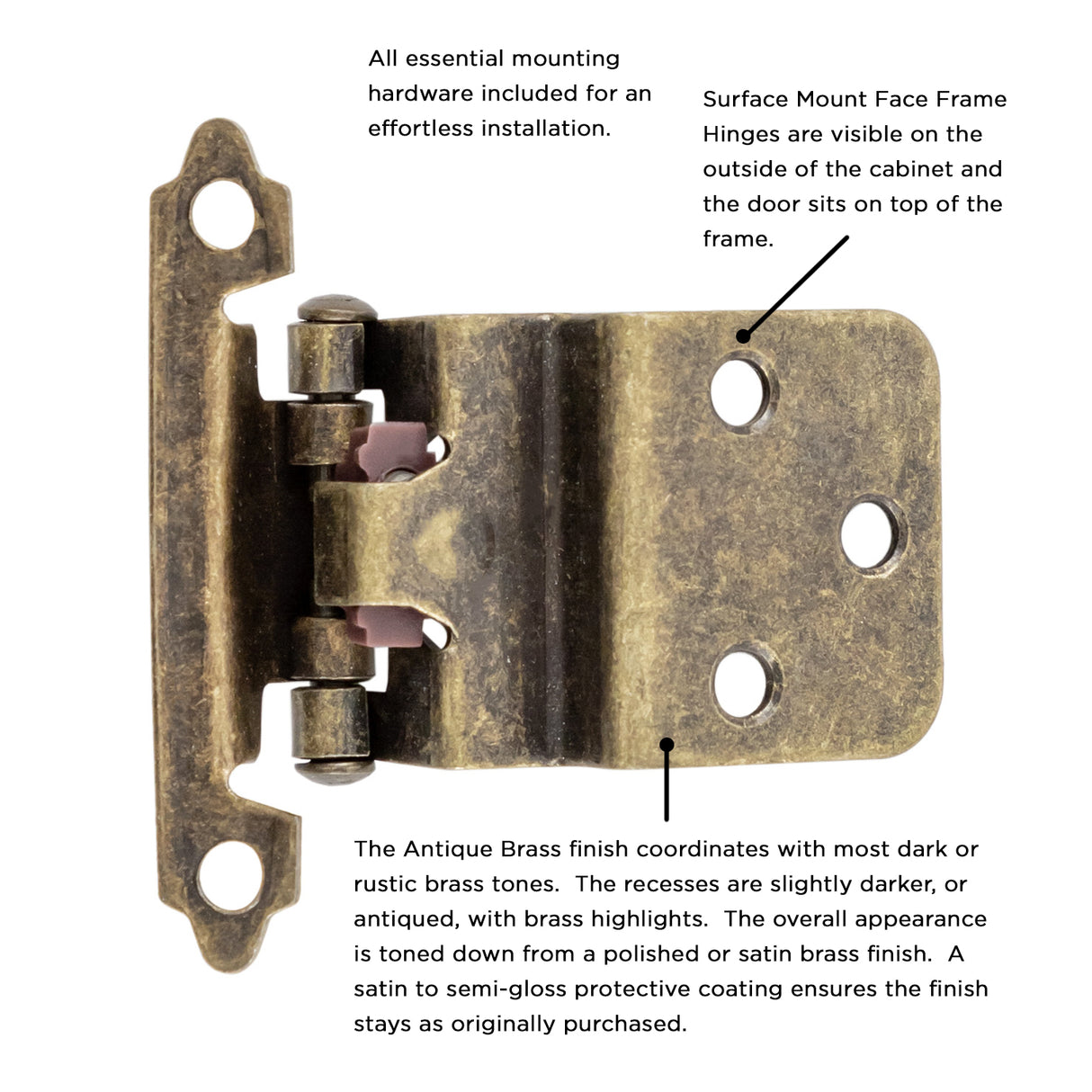 Hinge 3/8 Inch Inset Surface Face Frame Self-Close (2 Hinges/Per Pack) - Hickory Hardware