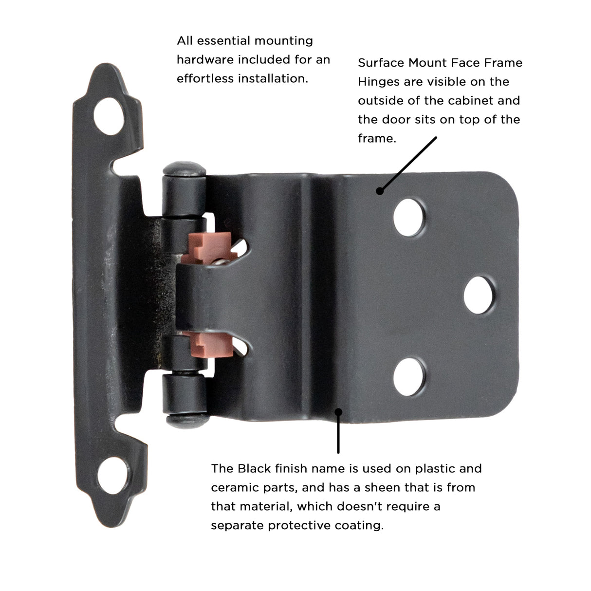 Hinge 3/8 Inch Inset Surface Face Frame Self-Close (2 Hinges/Per Pack) - Hickory Hardware