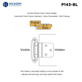 Hinge 3/8 Inch Inset Surface Face Frame Self-Close (2 Hinges/Per Pack) - Hickory Hardware