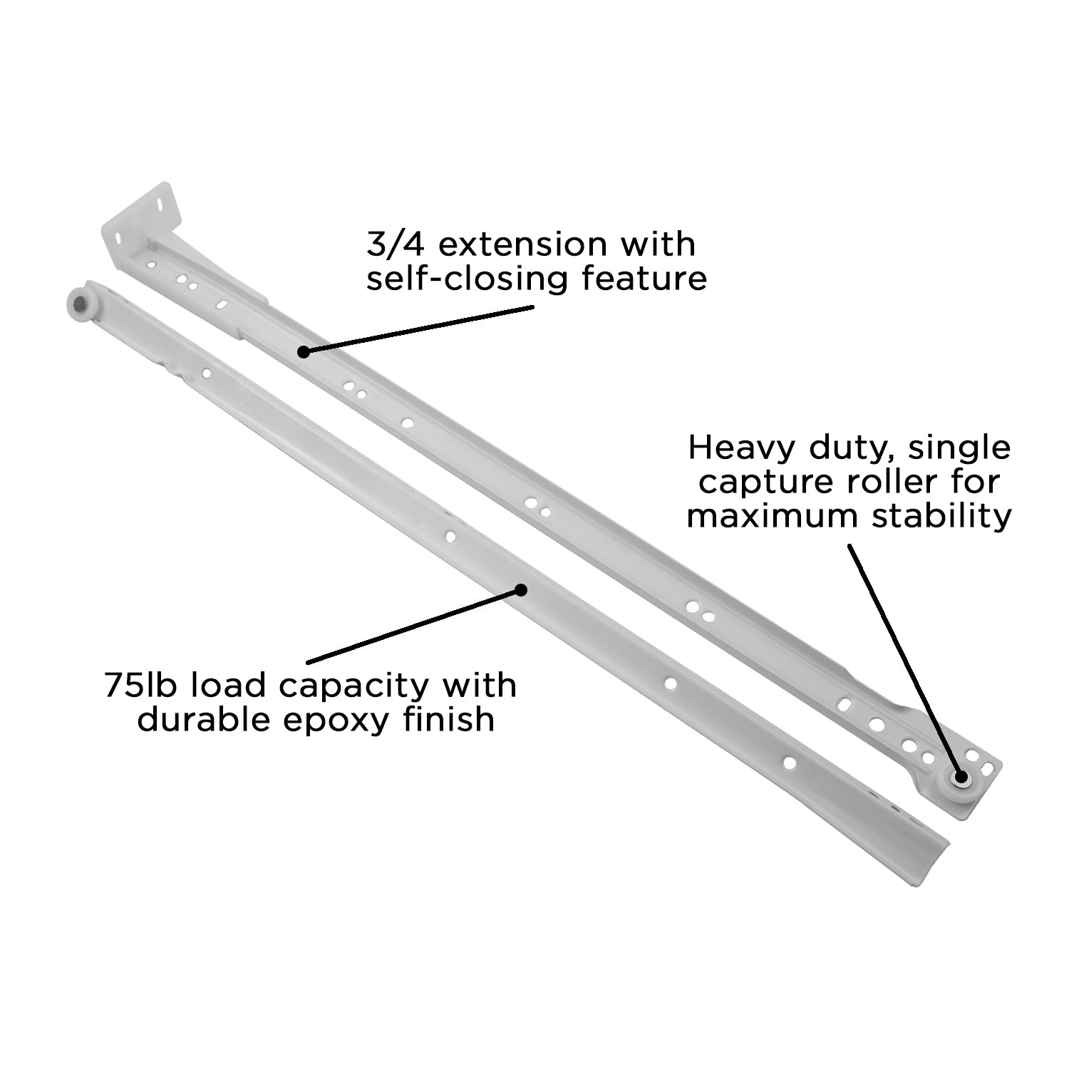 14 in. Self-Closing Bottom Mount Drawer Slide Set 1-Pair (2 Pieces)