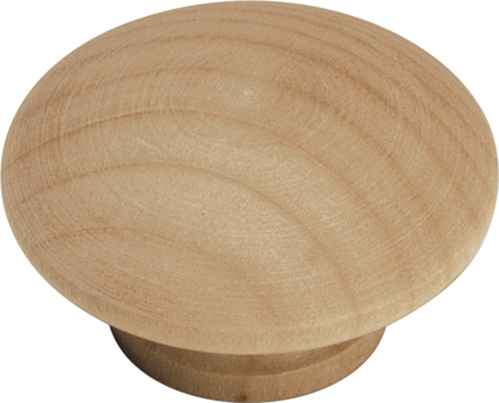 Wood Knob 1-1/2 Inch Diameter (2 Pack) - Natural Woodcraft Collection