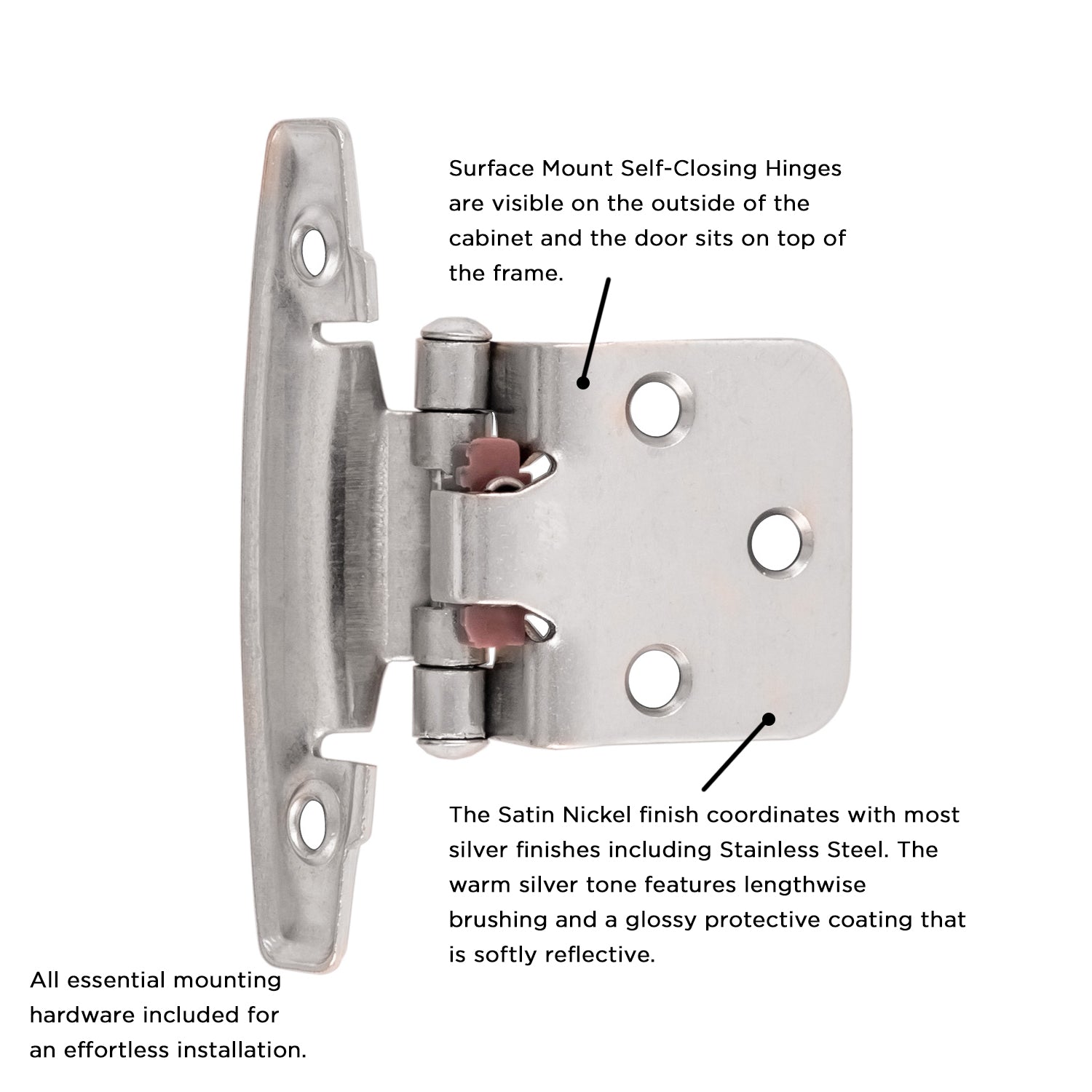 Surface self closing on sale cabinet hinge