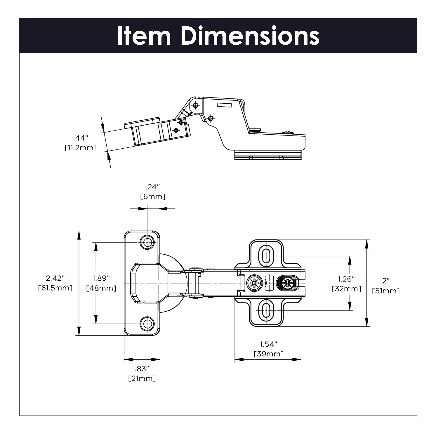 Hinge Concealed Full Inset Frameless Self-Close in Polished Nickel - Hickory Hardware