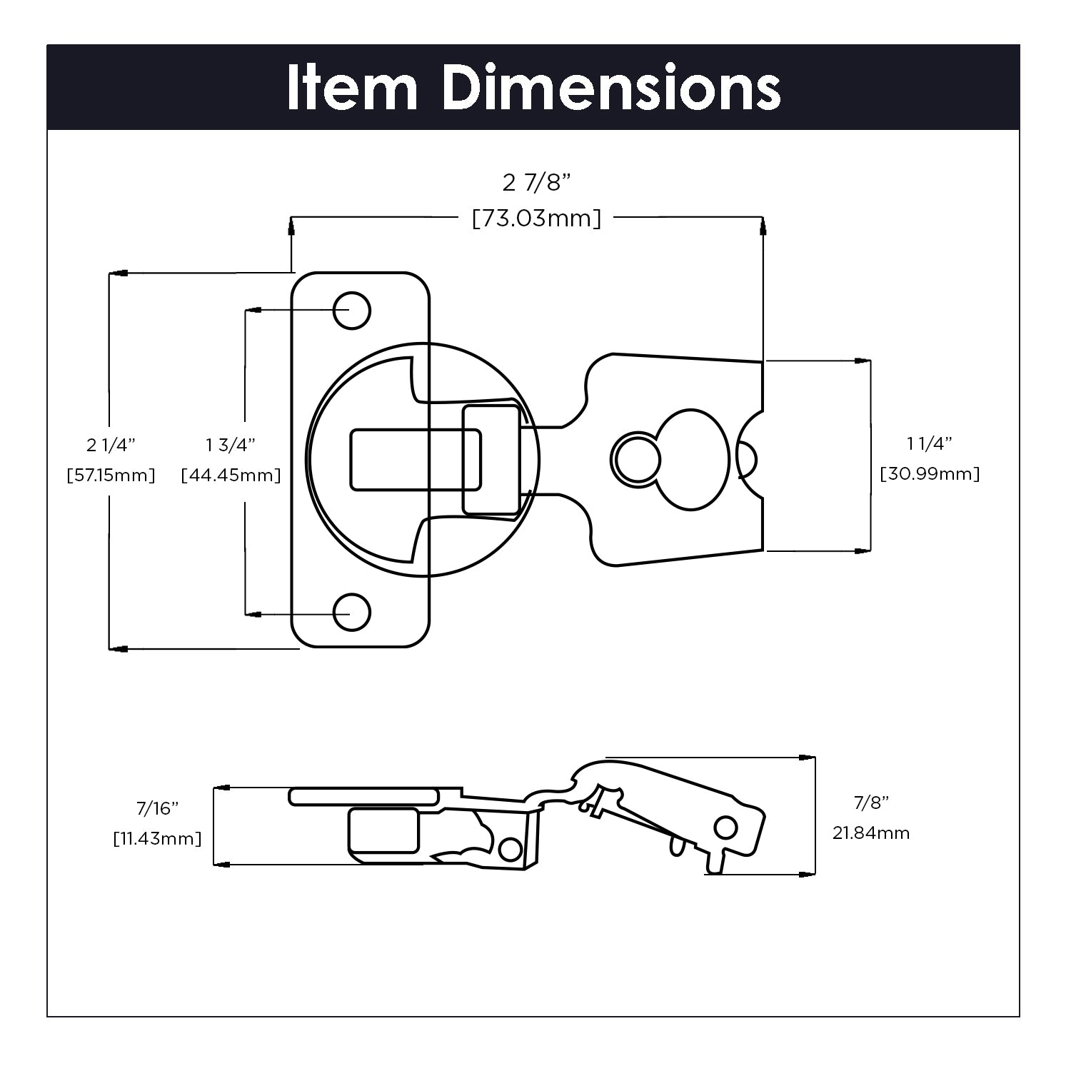 Hinge Concealed 3/4 Inch Overlay Face Frame Self-Close in Polished Nickel - Hickory Hardware