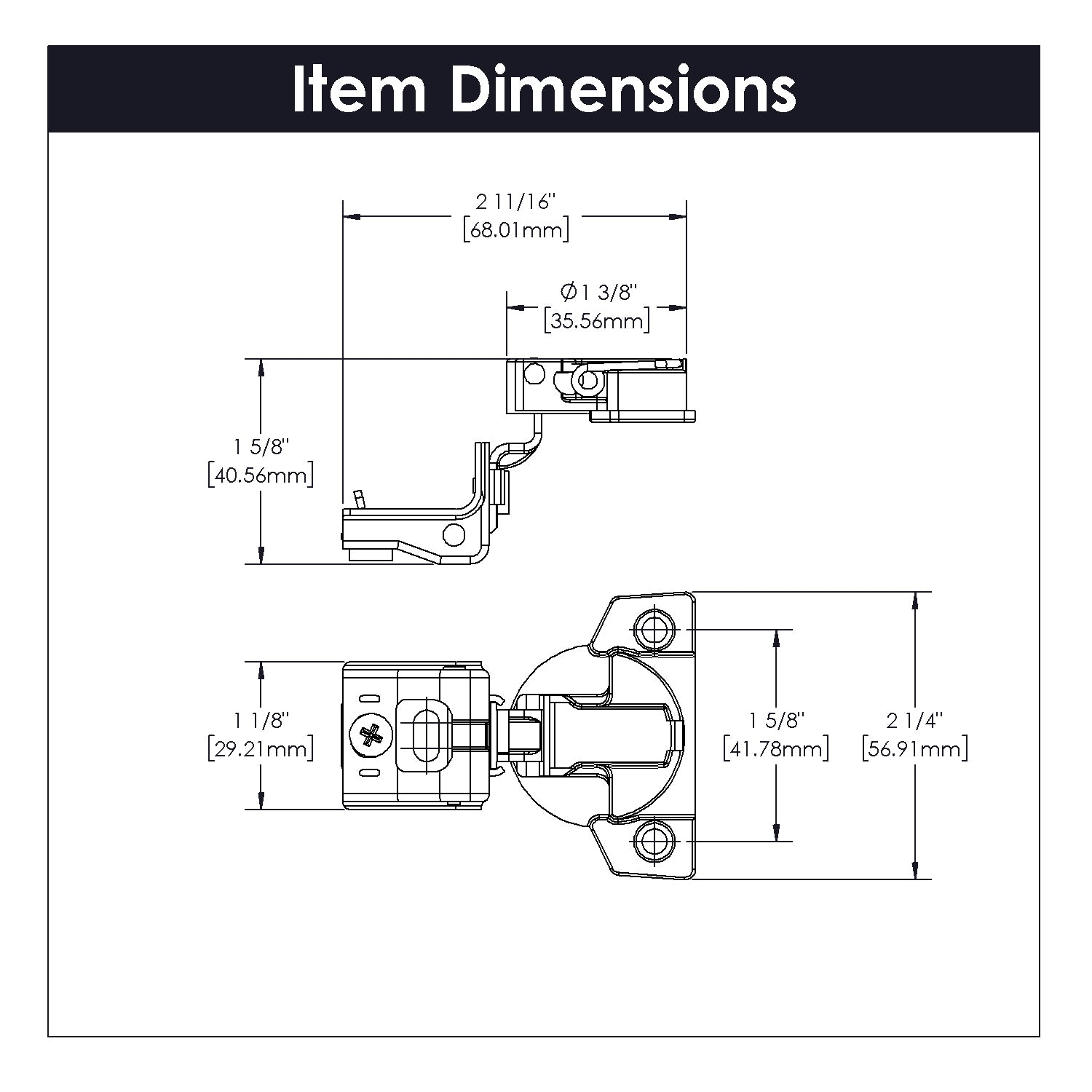 Hinge Concealed 1-1/4 Inch Overlay Face Frame Self-Close in Polished Nickel - Hickory Hardware