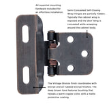 Semi Concealed Cabinet Hinges 1/4 Inch Overlay Face Frame Full Wrap Self-Close (2 Hinges/Per Pack) - Hickory Hardware