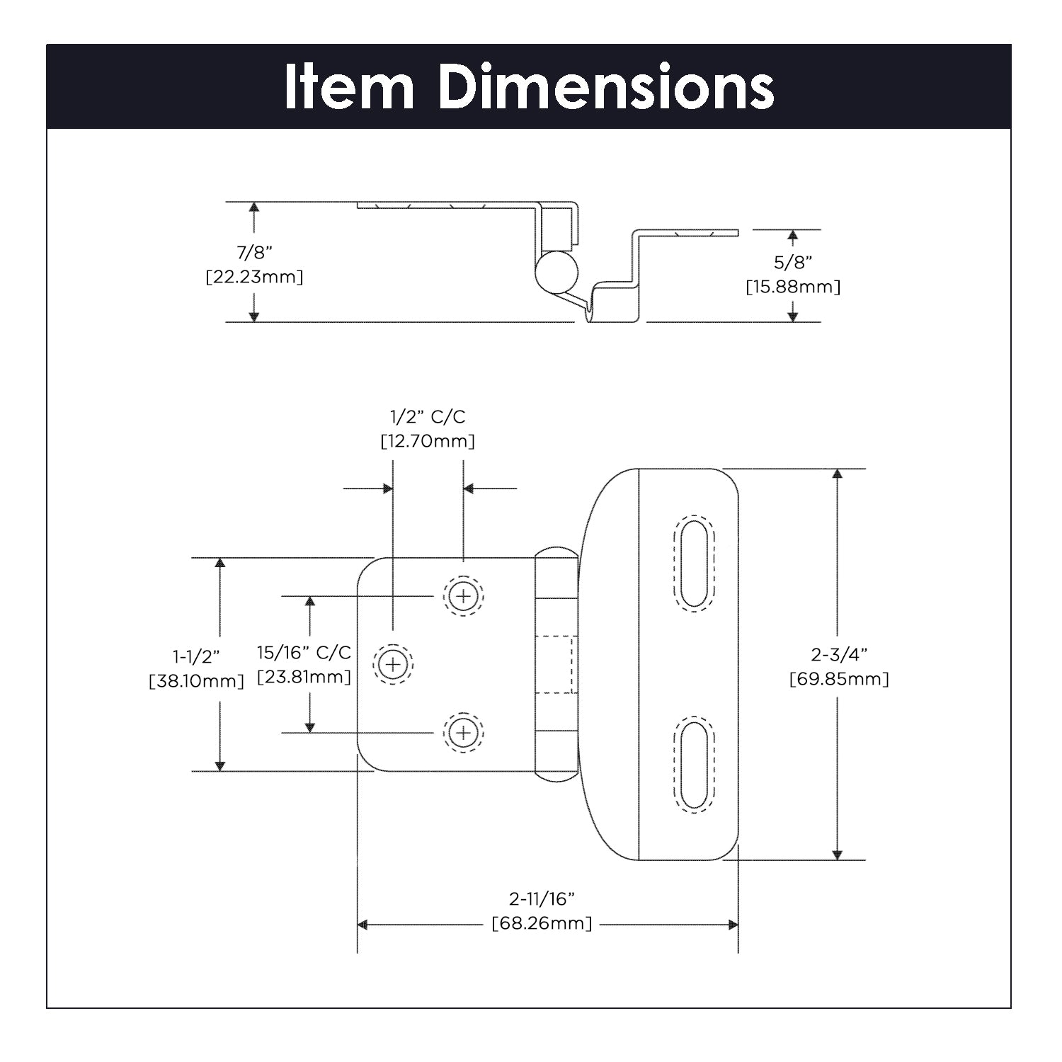 Semi Concealed Cabinet Hinges 1/4 Inch Overlay Face Frame Full Wrap Self-Close (2 Hinges/Per Pack) - Hickory Hardware