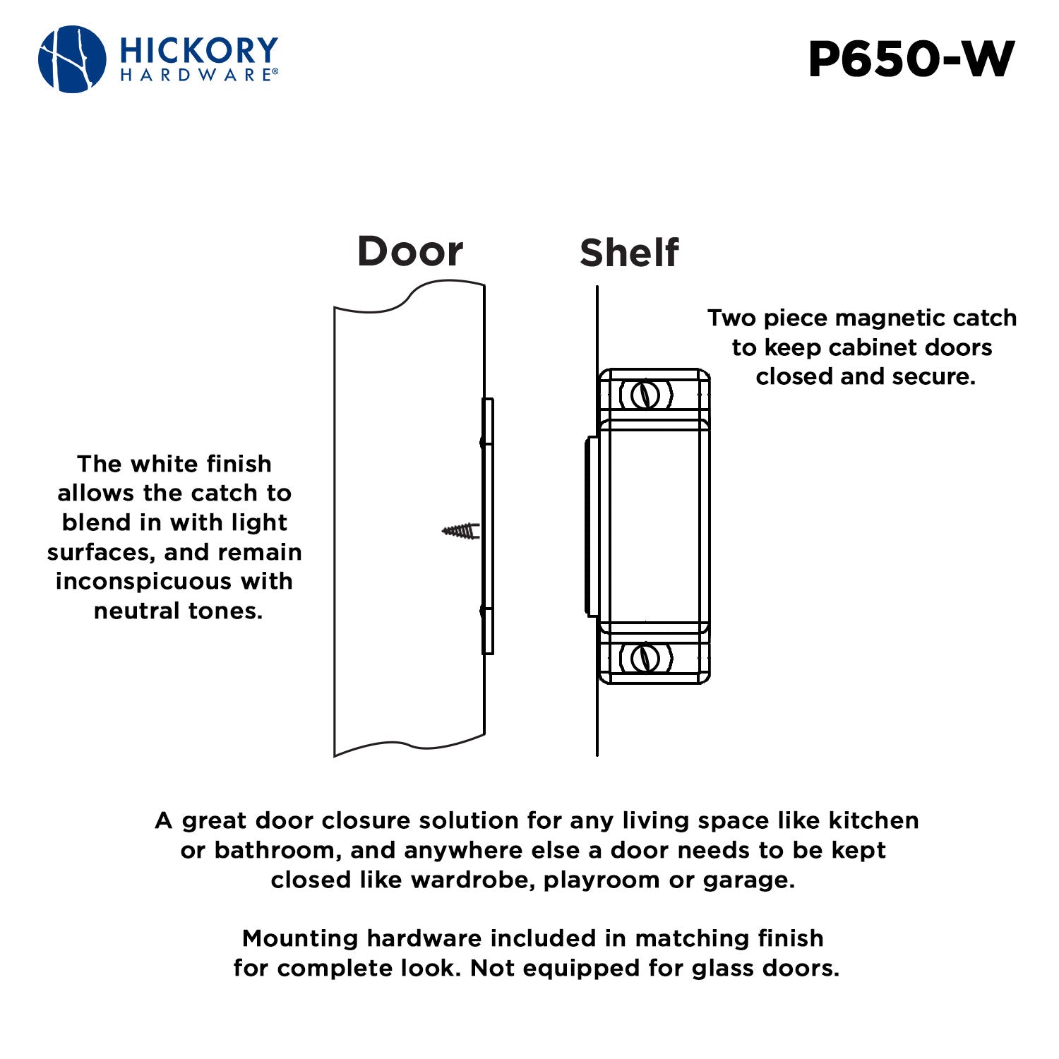Strong Magnetic Door Catch 1-7/16 Inch Center to Center - Hickory Hardware
