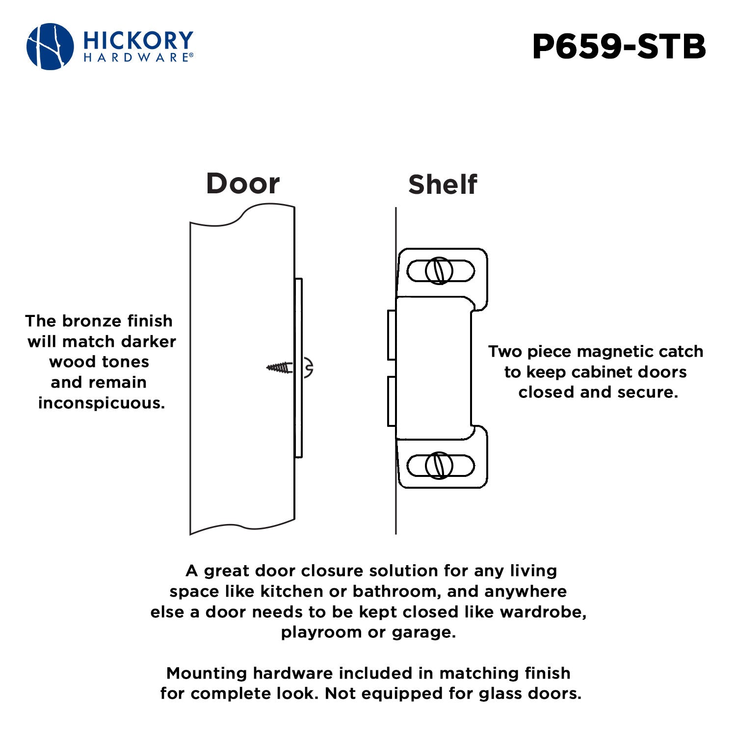 Magnetic Catch 1-1/2 Inch Center to Center - Hickory Hardware