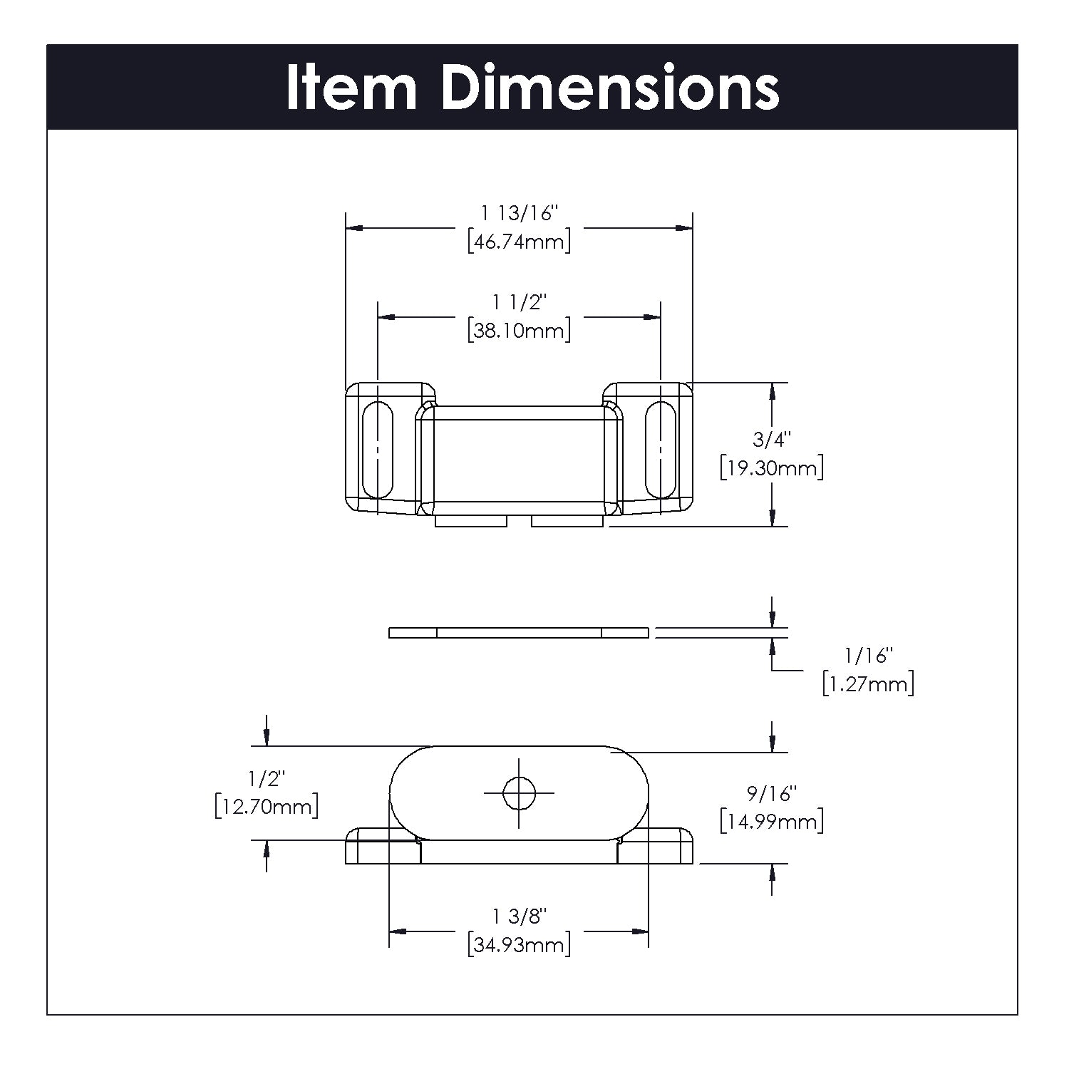 Magnetic Catch 1-1/2 Inch Center to Center in Statuary Bronze - Hickory Hardware