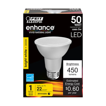 PAR20 LED Light Bulbs, 5 Watts, E26, Dimmable, 450 lumens, 3000K, Recessed Lighting & Outdoor Lighting