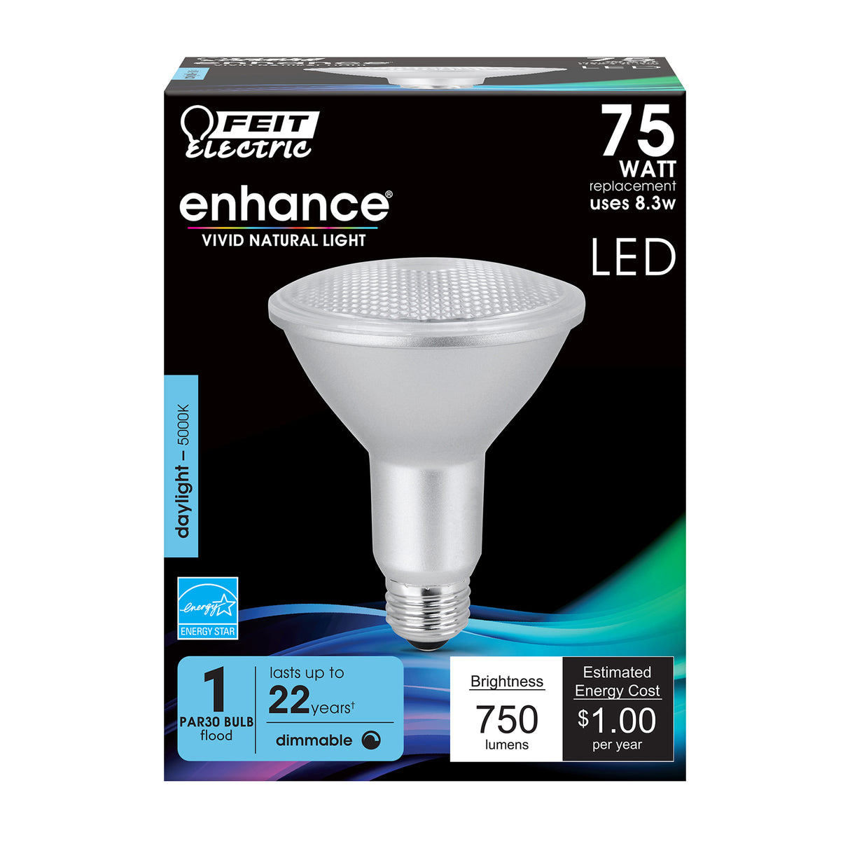 PAR30 LED Light Bulb, 8.3 Watts, E26, 750 Lumens, Beam Spread 40, 5000K, Recessed Lighting