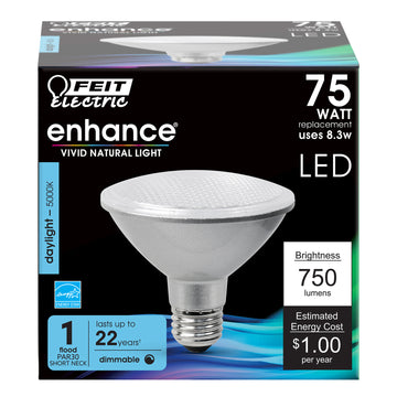 PAR30 LED Light Bulb, 8.3 Watts, E26, 750 Lumens, Beam Spread 38, 5000K, Recessed Lighting & Outdoor Security