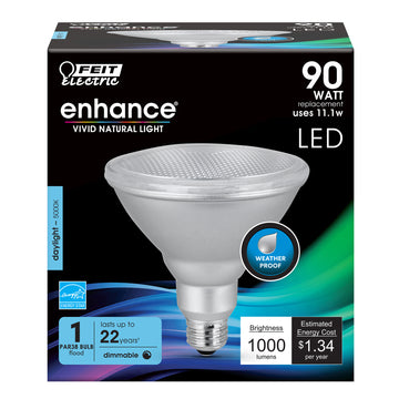 PAR38 LED Light Bulb, 15.5 Watts, E26, Silver Finish, Dimmable, 1400 Lumens, 5000K