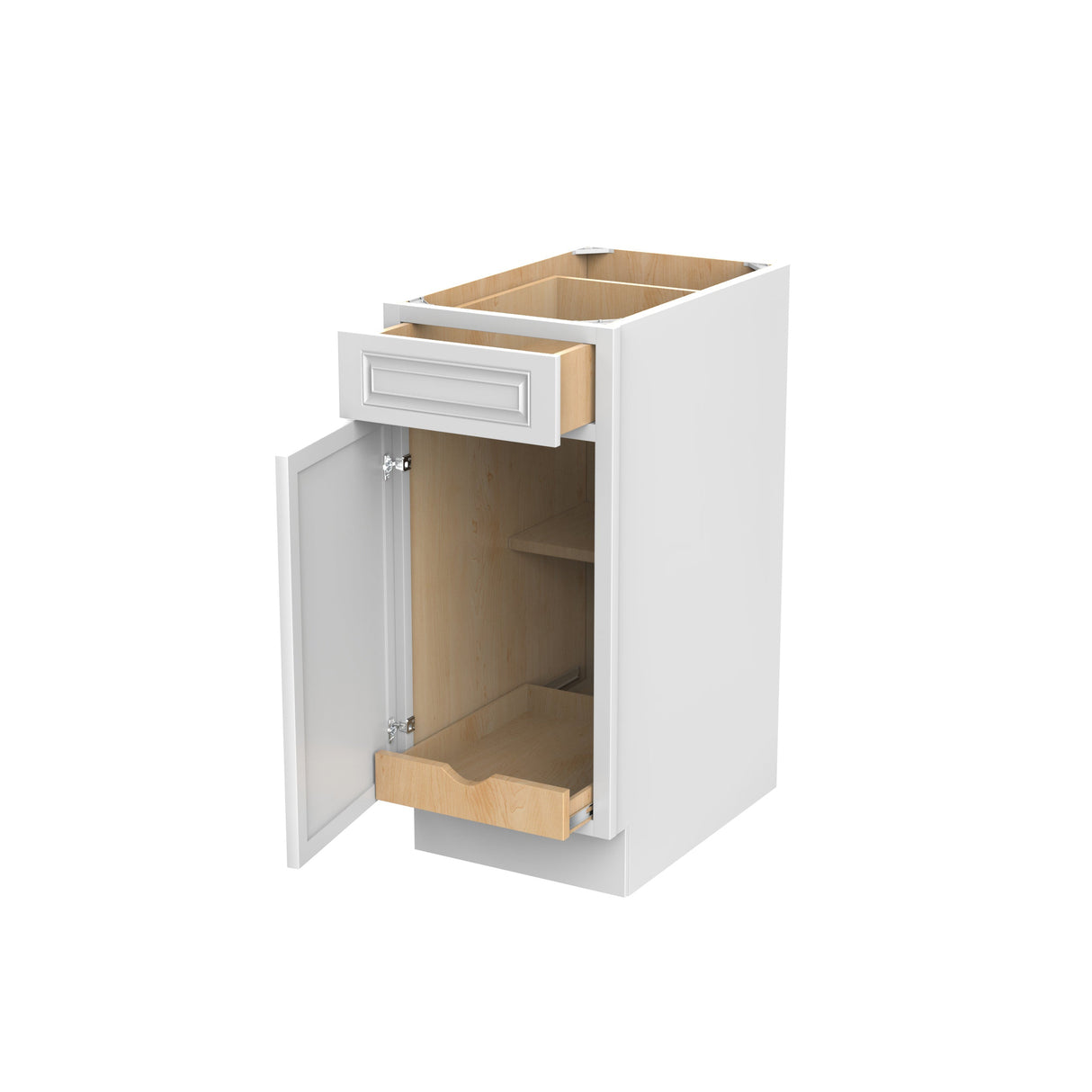 RTA - Park Avenue White - Single Door & Drawer Base Cabinet | 15"W x 34.5"H x 24"D