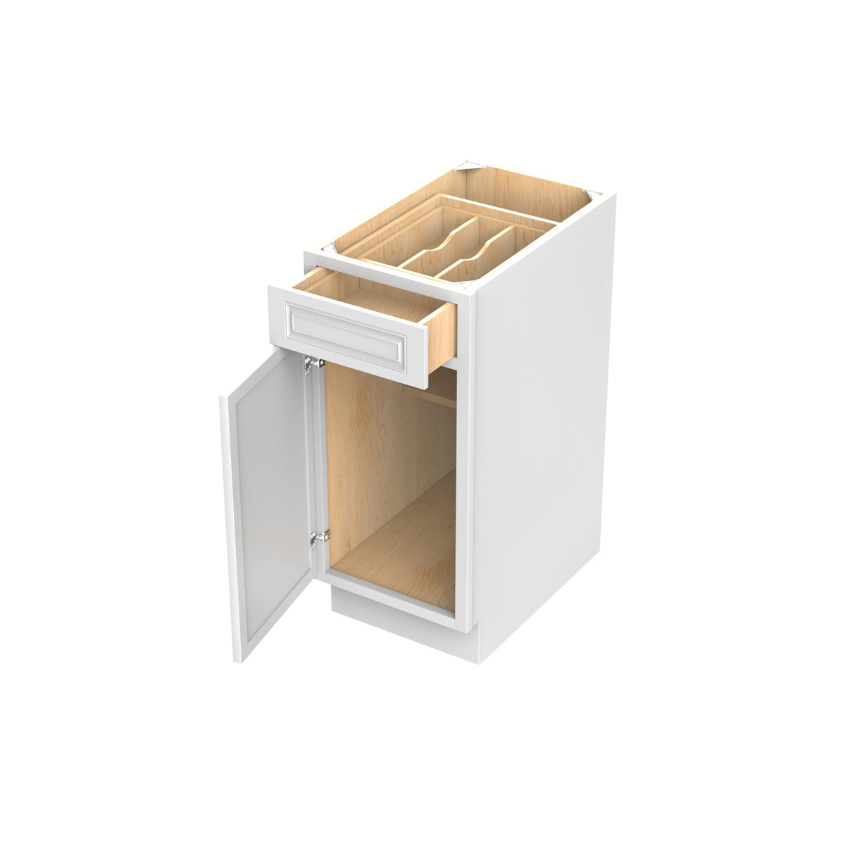 RTA - Park Avenue White - Single Door & Drawer Base Cabinet | 15"W x 34.5"H x 24"D