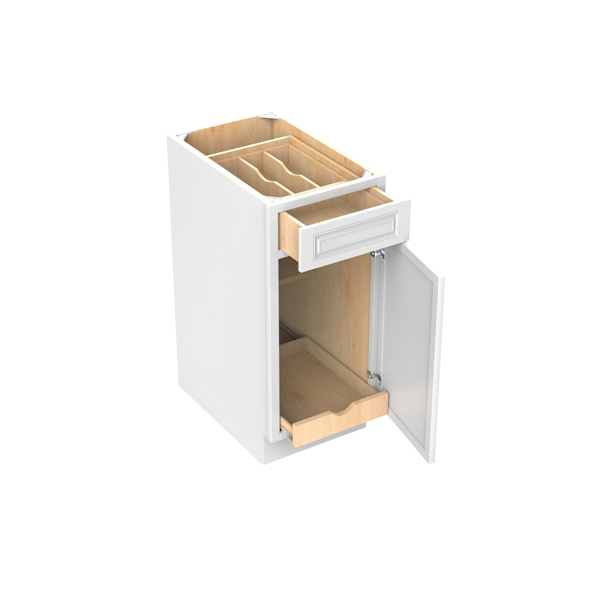 RTA - Park Avenue White - Single Door & Drawer Base Cabinet | 15"W x 34.5"H x 24"D