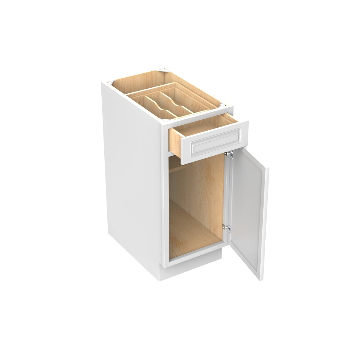 RTA - Park Avenue White - Single Door & Drawer Base Cabinet | 15"W x 34.5"H x 24"D