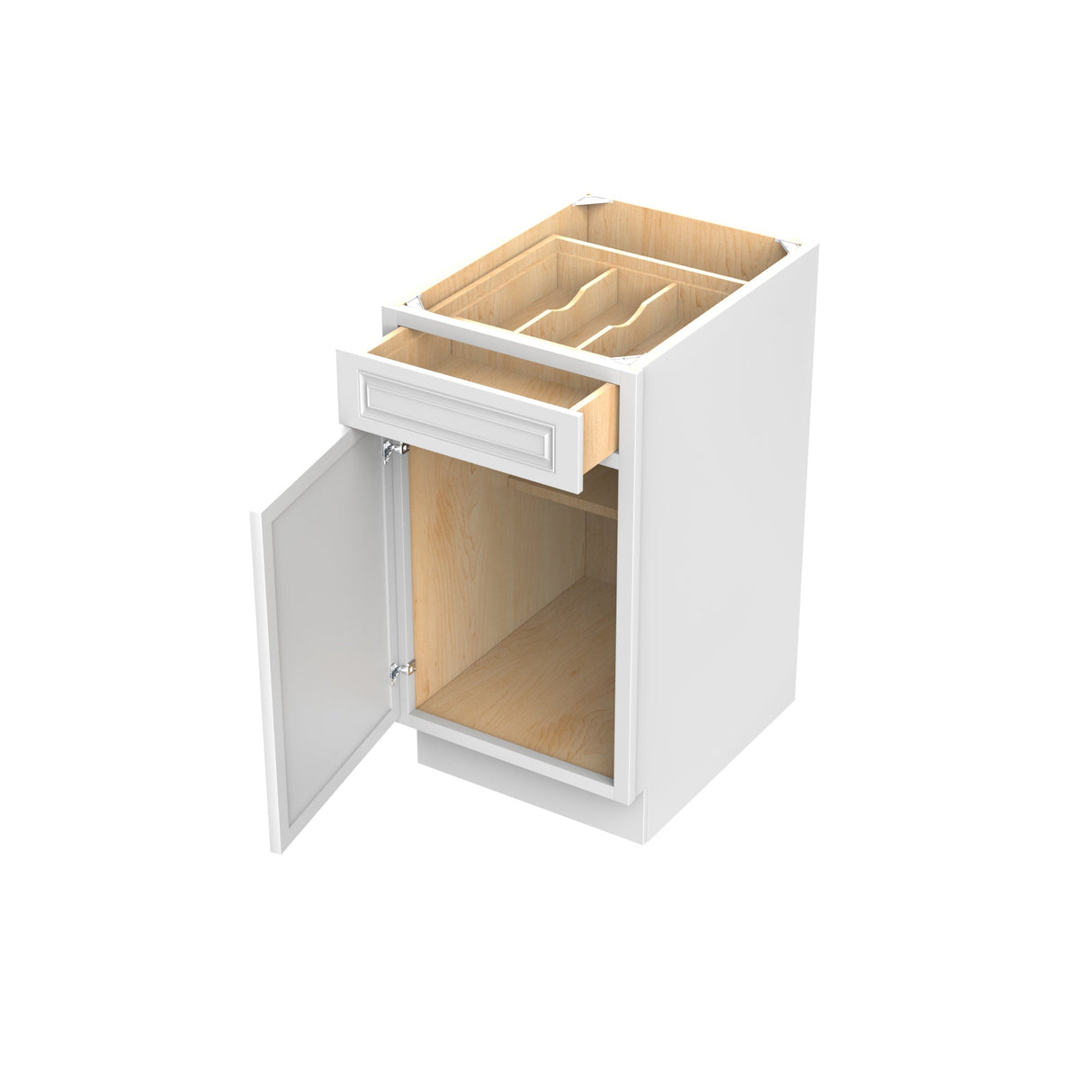 RTA - Park Avenue White - Single Door & Drawer Base Cabinet | 18"W x 34.5"H x 24"D