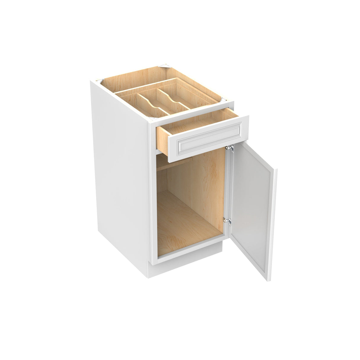 RTA - Park Avenue White - Single Door & Drawer Base Cabinet | 18"W x 34.5"H x 24"D