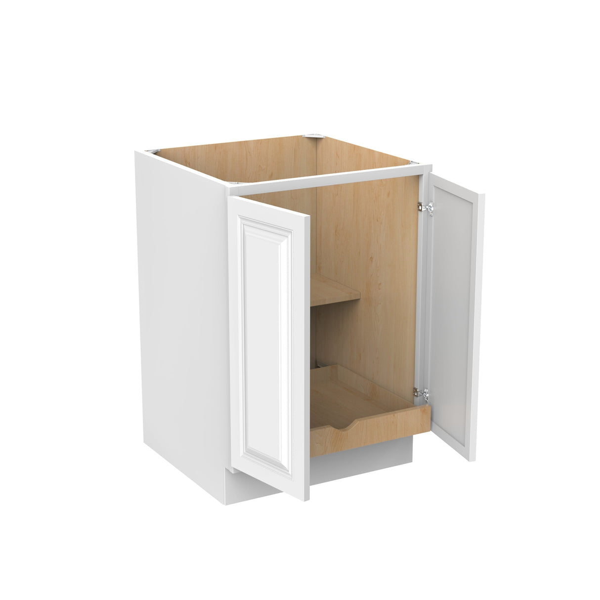 RTA - Park Avenue White - Single Door & Double Drawer Base Cabinet  | 24"W x 34.5"H x 24"D