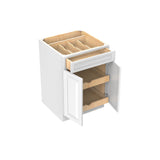 RTA - Park Avenue White - Single Door & Double Drawer Base Cabinet  | 24"W x 34.5"H x 24"D