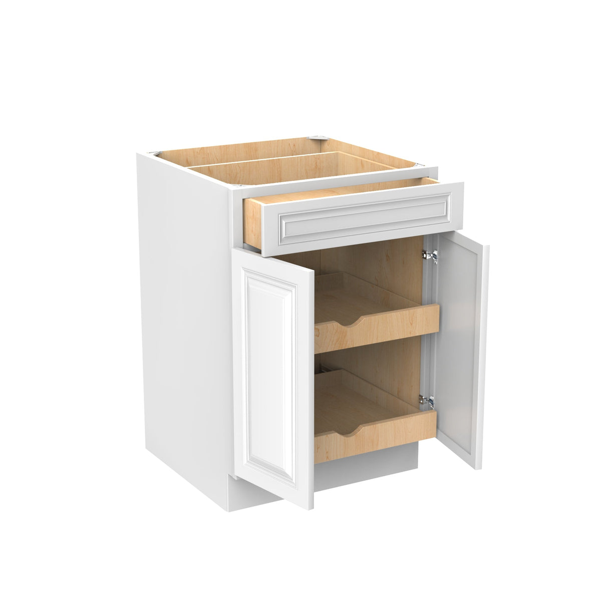 RTA - Park Avenue White - Single Door & Double Drawer Base Cabinet  | 24"W x 34.5"H x 24"D