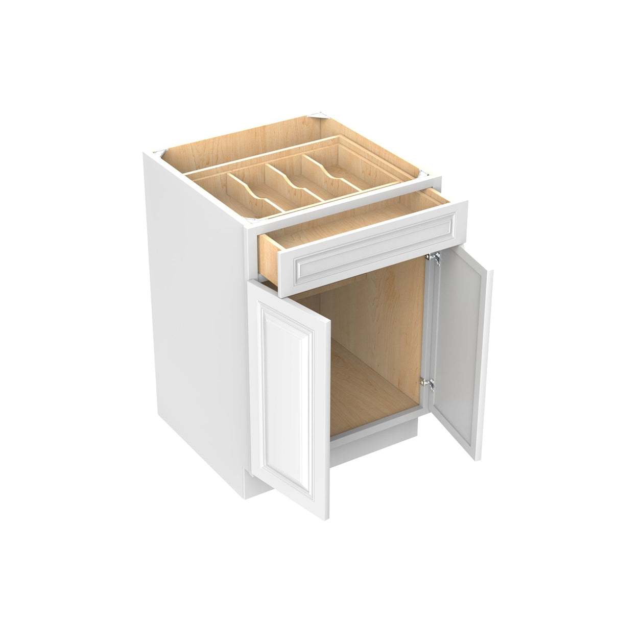 RTA - Park Avenue White - Single Door & Double Drawer Base Cabinet  | 24"W x 34.5"H x 24"D
