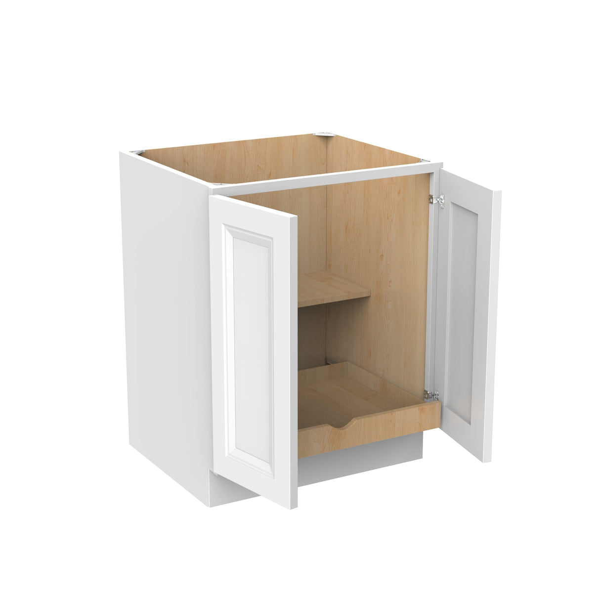 RTA - Park Avenue White - Single Door & Double Drawer Base Cabinet  | 27"W x 34.5"H x 24"D