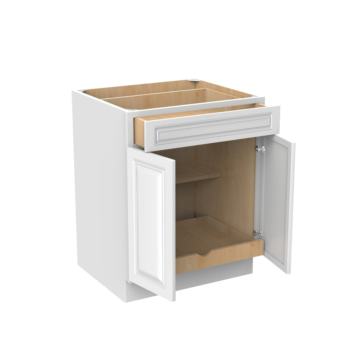 RTA - Park Avenue White - Single Door & Double Drawer Base Cabinet  | 27"W x 34.5"H x 24"D