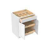 RTA - Park Avenue White - Single Door & Double Drawer Base Cabinet  | 27"W x 34.5"H x 24"D
