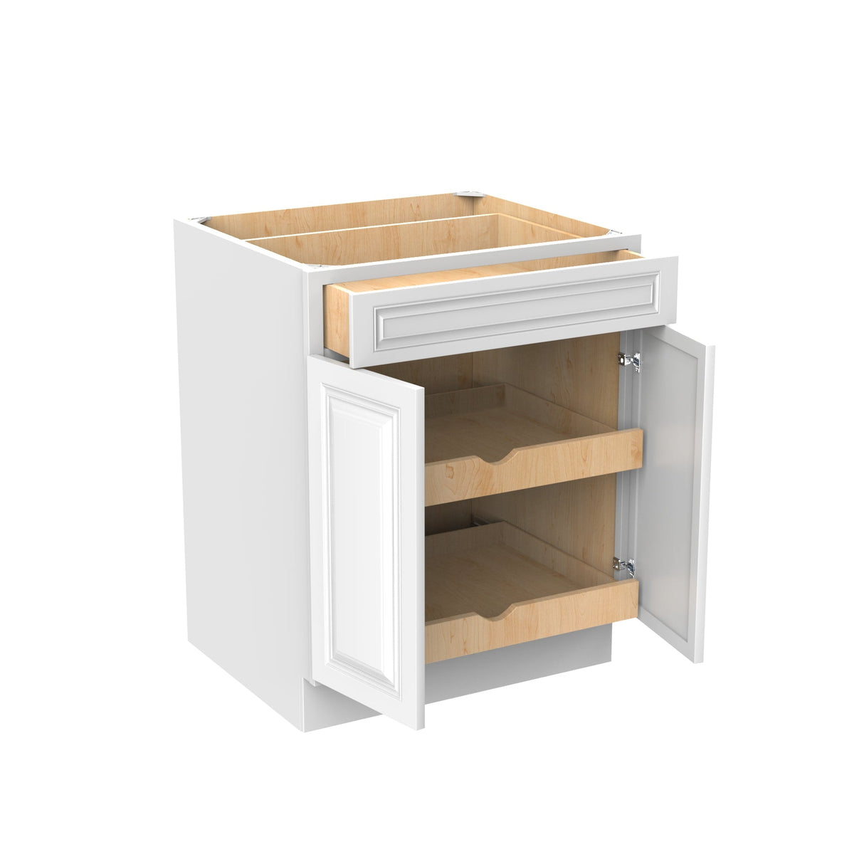 RTA - Park Avenue White - Single Door & Double Drawer Base Cabinet  | 27"W x 34.5"H x 24"D