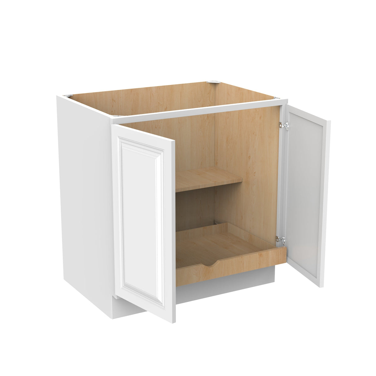 RTA - Park Avenue White - Double Drawer & Door Base Cabinet | 33"W x 34.5"H x 24"D