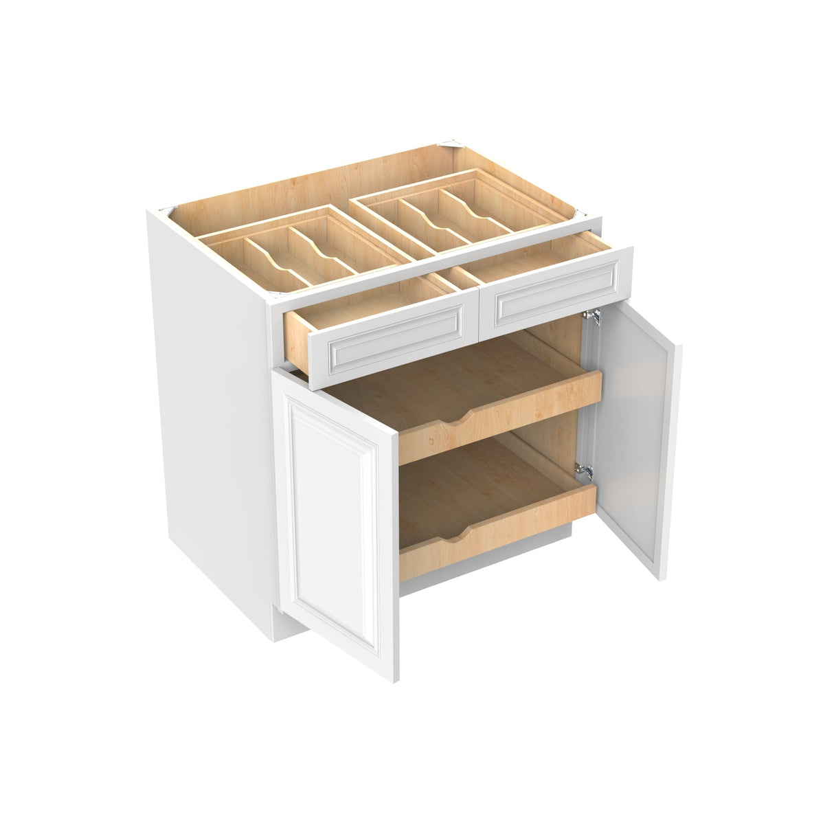 RTA - Park Avenue White - Double Drawer & Door Base Cabinet | 33"W x 34.5"H x 24"D