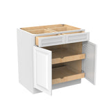 RTA - Park Avenue White - Double Drawer & Door Base Cabinet | 33"W x 34.5"H x 24"D