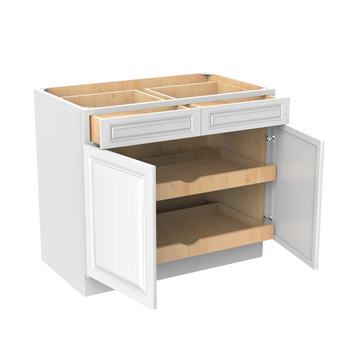 RTA - Park Avenue White - Double Drawer & Door Base Cabinet | 39"W x 34.5"H x 24"D