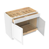 RTA - Park Avenue White - Double Drawer & Door Base Cabinet | 42"W x 34.5"H x 24"D