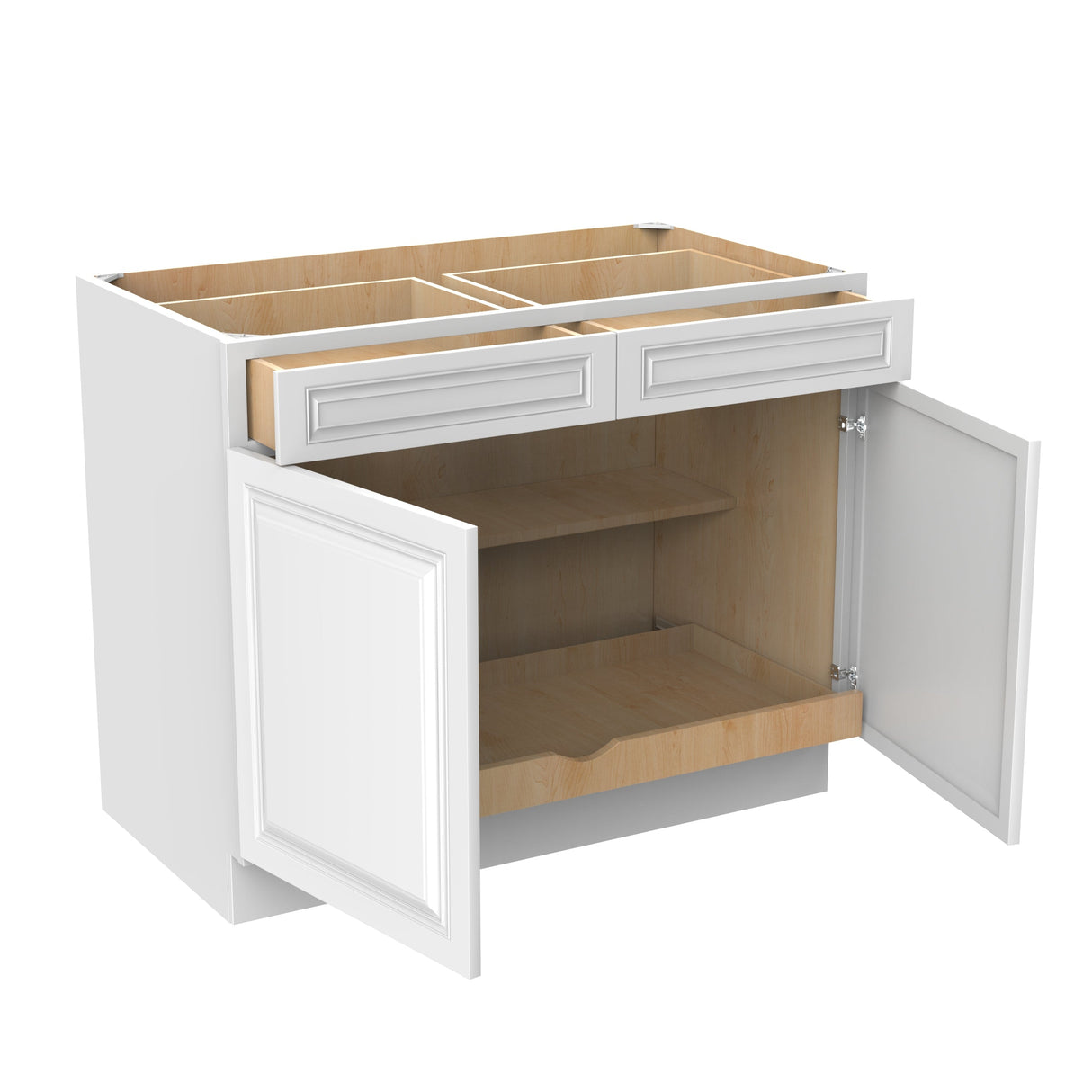 RTA - Park Avenue White - Double Drawer & Door Base Cabinet | 42"W x 34.5"H x 24"D