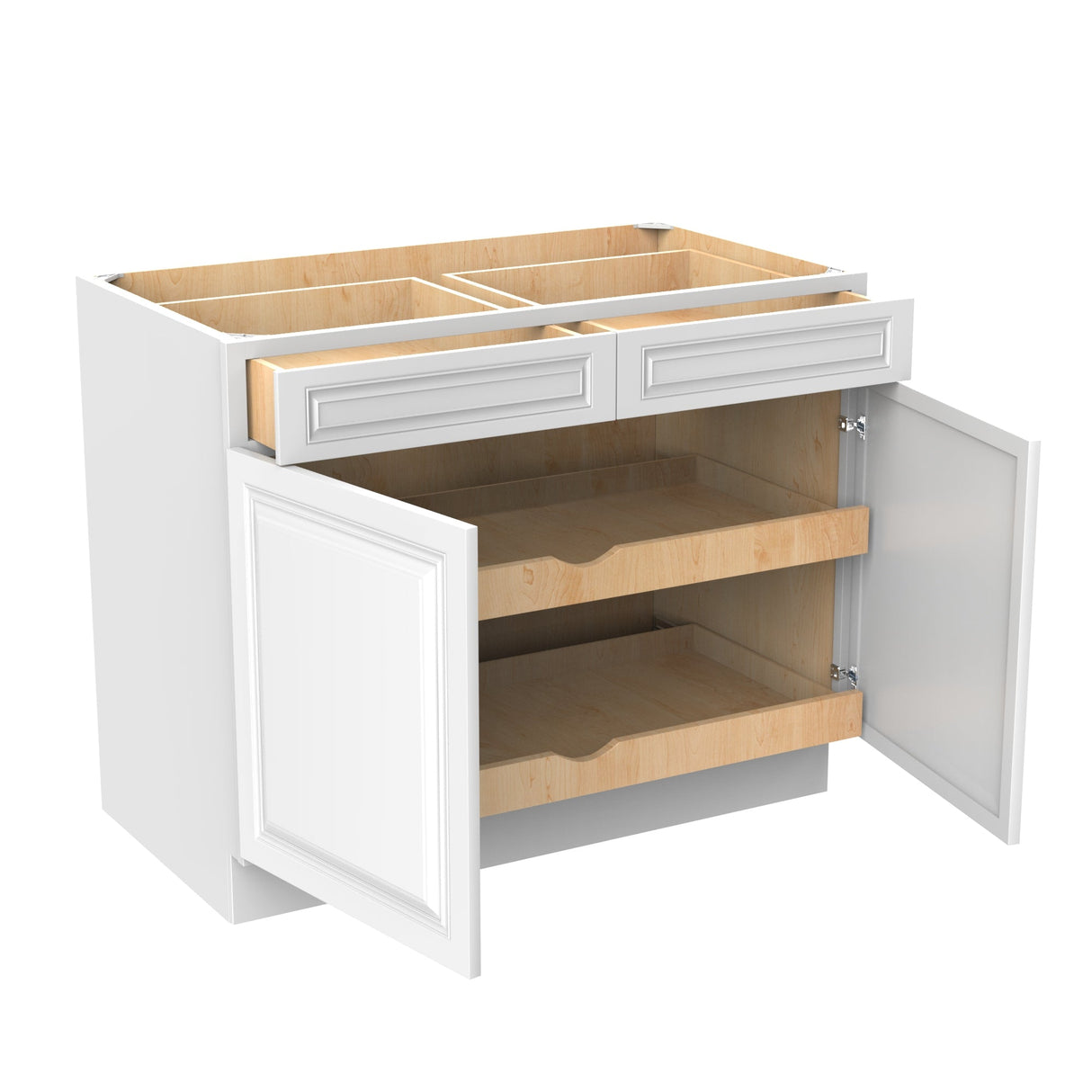 RTA - Park Avenue White - Double Drawer & Door Base Cabinet | 42"W x 34.5"H x 24"D