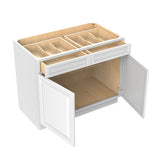 RTA - Park Avenue White - Double Drawer & Door Base Cabinet | 42"W x 34.5"H x 24"D