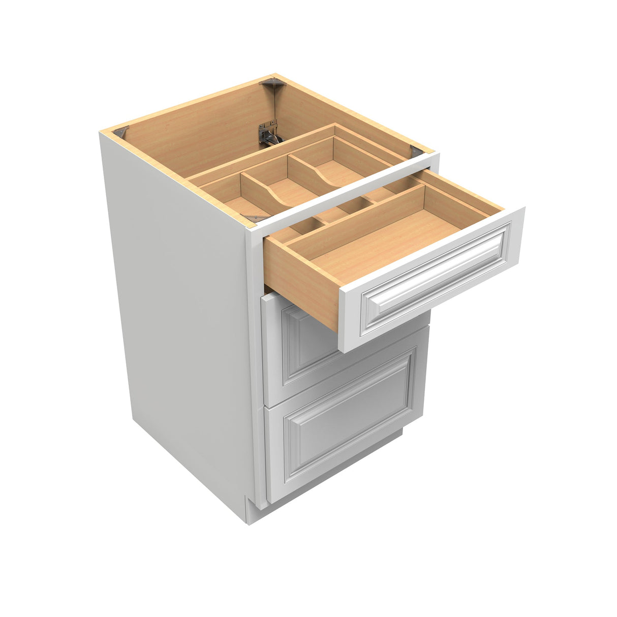 RTA - Park Avenue White - 3 Drawer Base Cabinet | 21"W x 34.5"H x 24"D