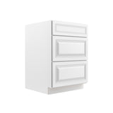 Park Avenue White - 3 Drawer Base Cabinet | 24"W x 34.5"H x 24"D