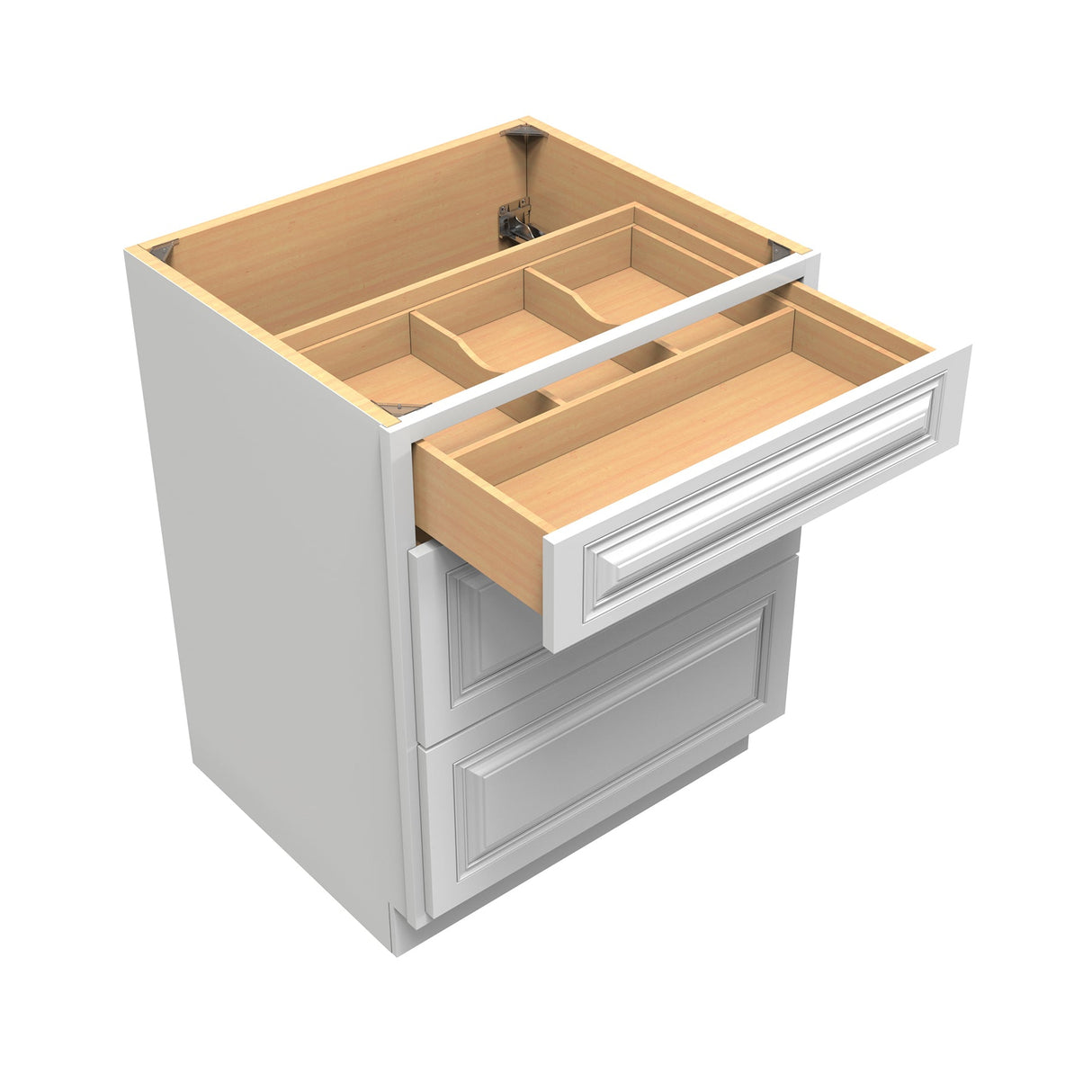 RTA - Park Avenue White - 3 Drawer Base Cabinet | 27"W x 34.5"H x 24"D